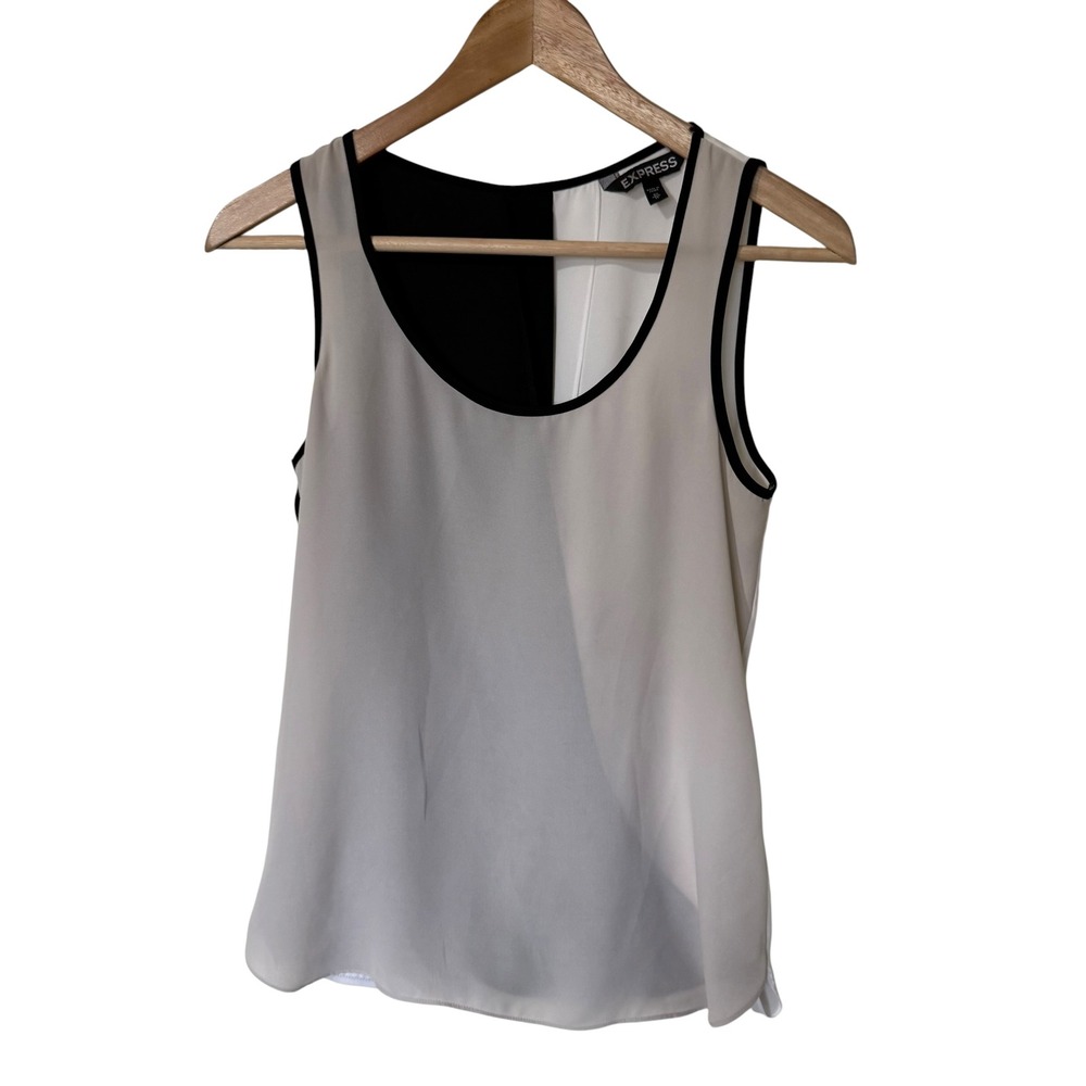 Express Tank Top Women XS Black White Excellent Colorblock Split Back Blouse